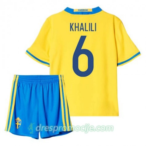 Švedska Dres Khalili 6 Dječji Domaći 2016 Kratkih Rukava Švedska Dres Khalili 6 Dječji Domaći 2016 Kratkih Rukava