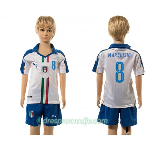 Italija Dres Marchisio 8 Dječji Gostujući 2016 Kratkih Rukava Italija Dres Marchisio 8 Dječji Gostujući 2016 Kratkih Rukava