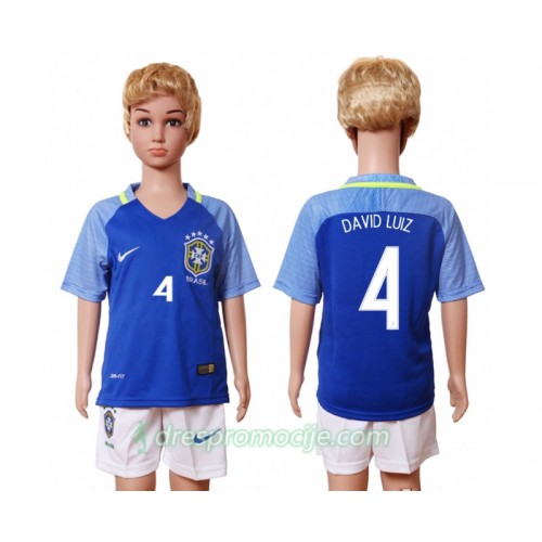 Brazil Dres David Luiz 4 Dječji Gostujući 2016 Kratkih Rukava Brazil Dres David Luiz 4 Dječji Gostujući 2016 Kratkih Rukava