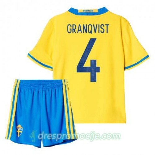 Švedska Dres Granqvist 4 Dječji Domaći 2016 Kratkih Rukava Švedska Dres Granqvist 4 Dječji Domaći 2016 Kratkih Rukava